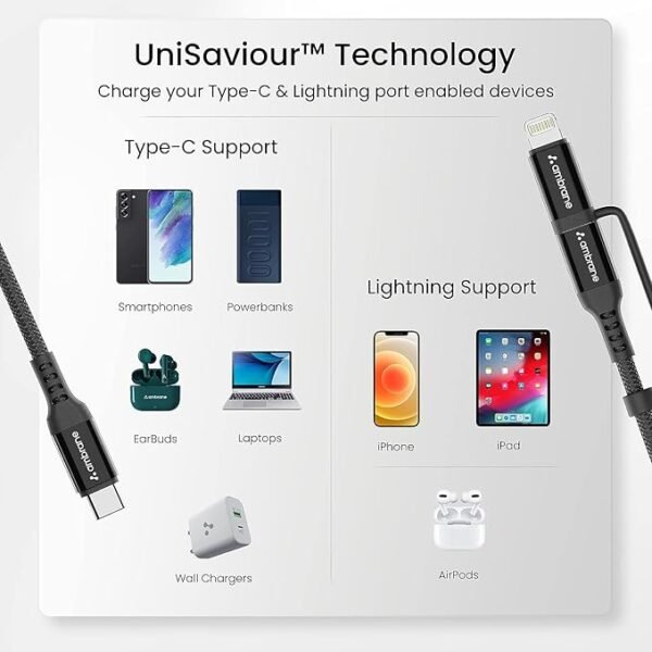 2-in-1 Type-C & Lightning Cable with 60W Fast Charging