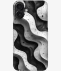 Apple Iphone 16 back covers abstract black white wavy textured background with speckled details