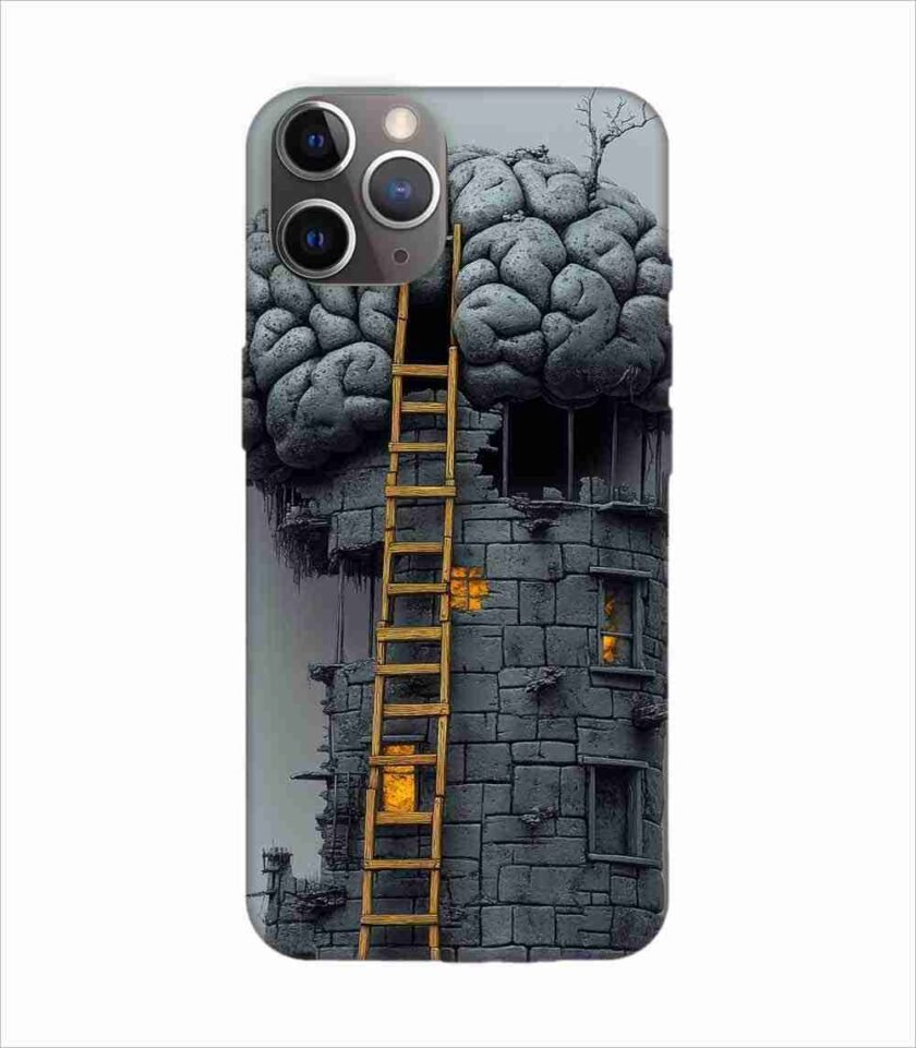 Apple Iphone 11 Pro Max Back Case Covers 2D Digital Illustration Brain With Ladder