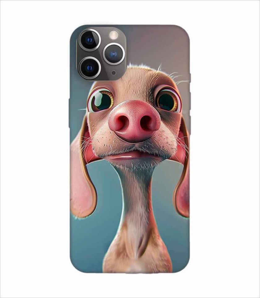 Apple Iphone 11 Pro Max Back Case Covers 3D Cartoon Style Dachshund Pink Nose Rich Expressions