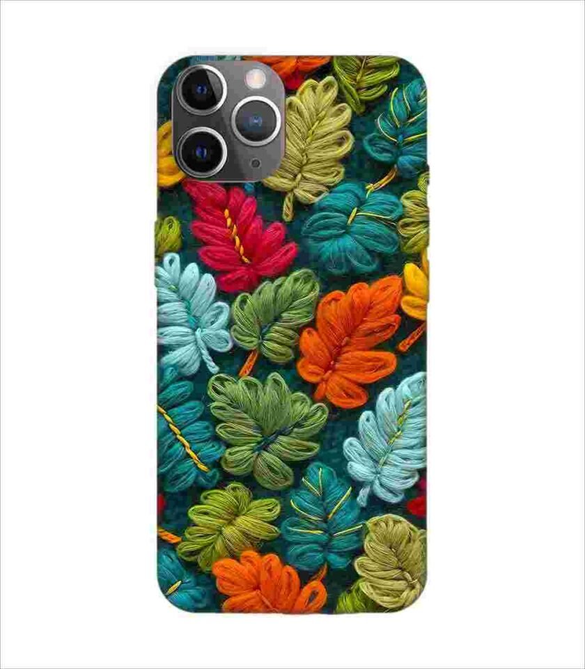 Apple Iphone 11 Pro Max Back Case Covers Abstract Technology Fractal Background With Neon Plant Pattern Dark Background Illustration