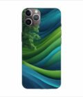 Apple Iphone 11 Pro Max Back Case Covers Blue Green Abstract Background With Pattern Waves Tree