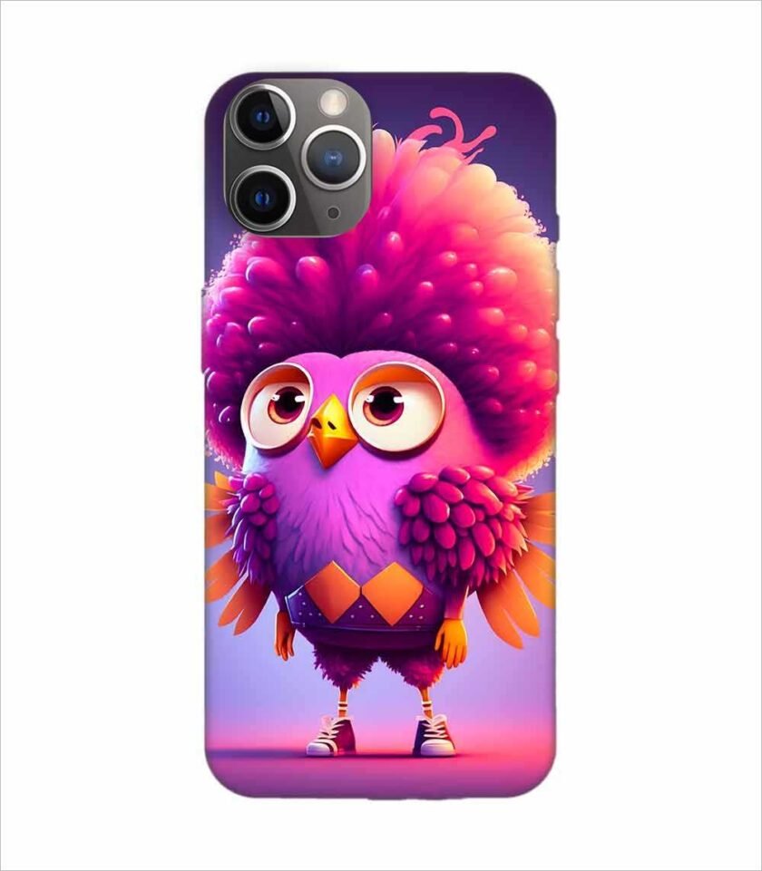 Apple Iphone 11 Pro Max Back Case Covers Cartoon Character With Pink Bird Its Head
