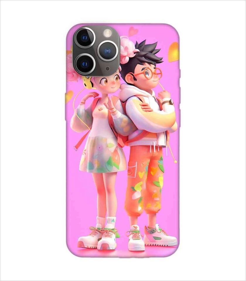 Apple Iphone 11 Pro Max Back Case Covers Cartoon Couple Young Man Woman With Balloons Life Preserver Generative Ai