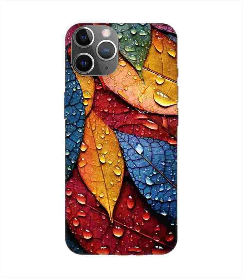 Apple Iphone 11 Pro Max Back Case Covers Close Up Bunch Colorful Leaves With Water Droplets Generative Ai