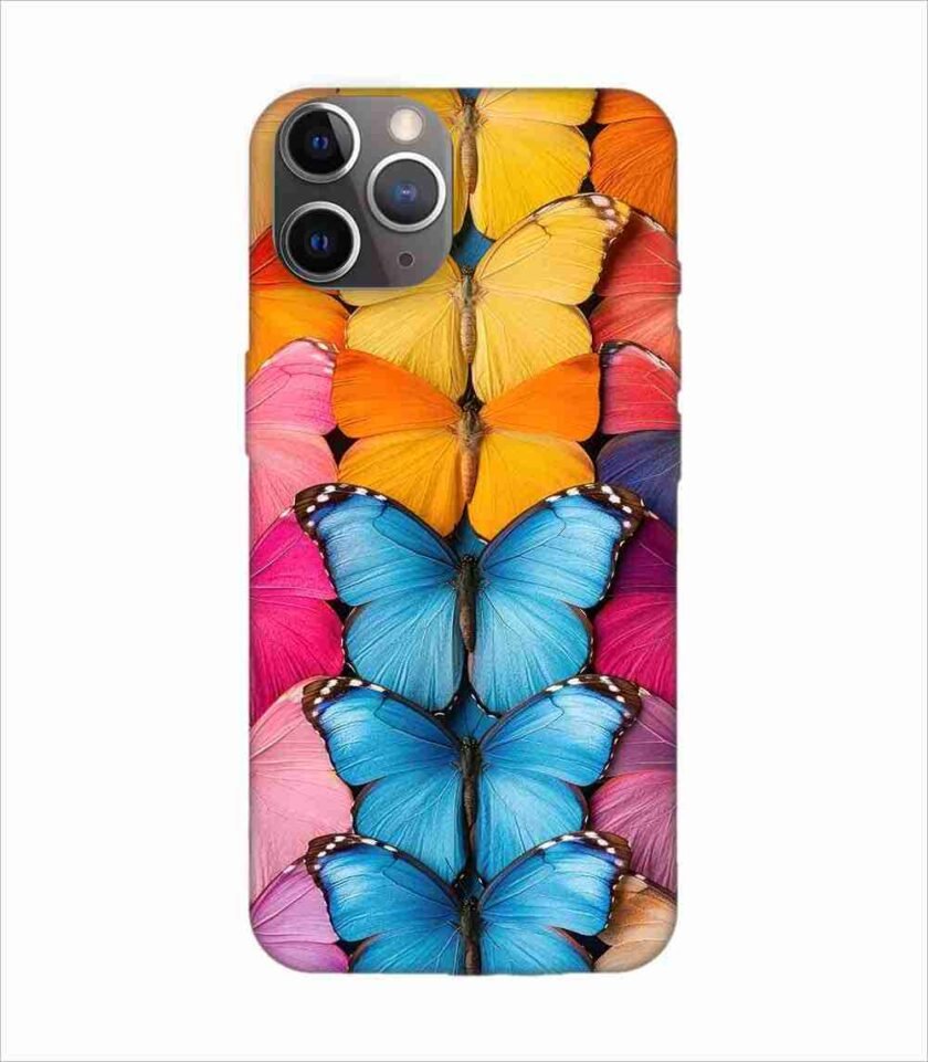 Apple Iphone 11 Pro Max Back Case Covers Closeup Colorful Butterfly Collection Display