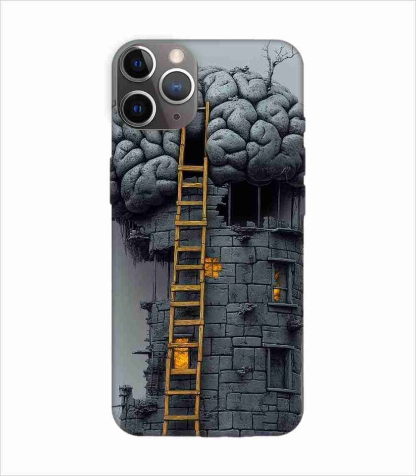 Apple Iphone 11 Pro Back Case Covers 2D Digital Illustration Brain With Ladder