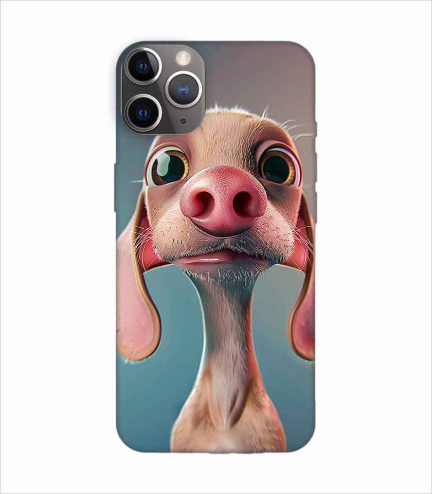 Apple Iphone 11 Pro Back Case Covers 3D Cartoon Style Dachshund Pink Nose Rich Expressions