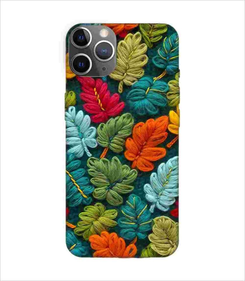Apple Iphone 11 Pro Back Case Covers Abstract Technology Fractal Background With Neon Plant Pattern Dark Background Illustration
