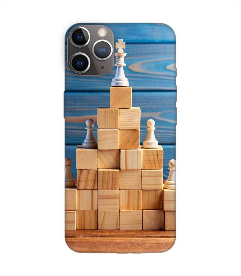 Apple Iphone 11 Pro Back Case Covers Business Hierarchy Ranking Strategy Concept With Chess Pieces Standing Pyramid Wooden Building Blocks With King Top With Copy Space