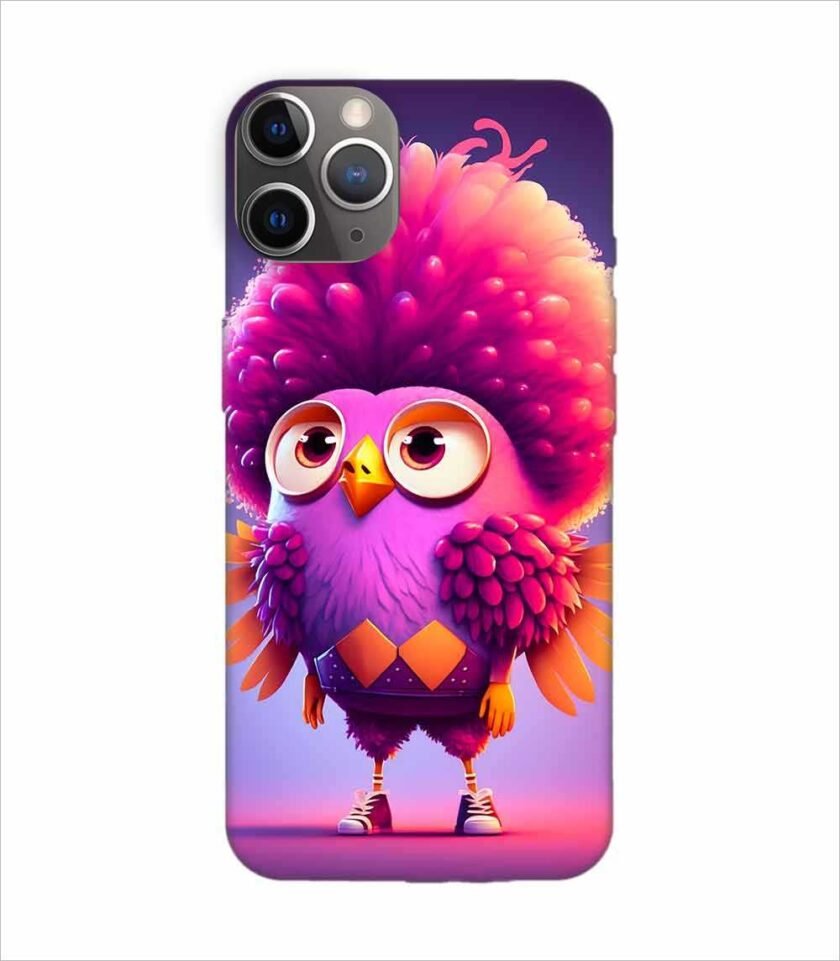 Apple Iphone 11 Pro Back Case Covers Cartoon Character With Pink Bird Its Head