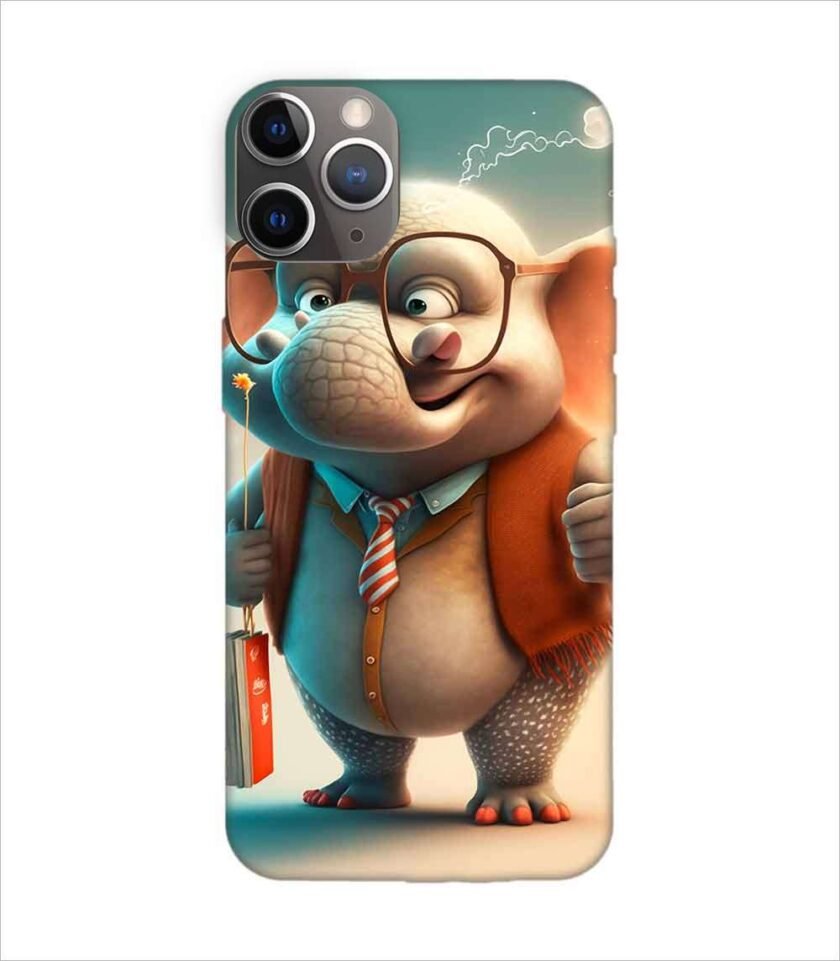 Apple Iphone 11 Pro Back Case Covers Cartoon Character With Red Flag Big Eared Elephant