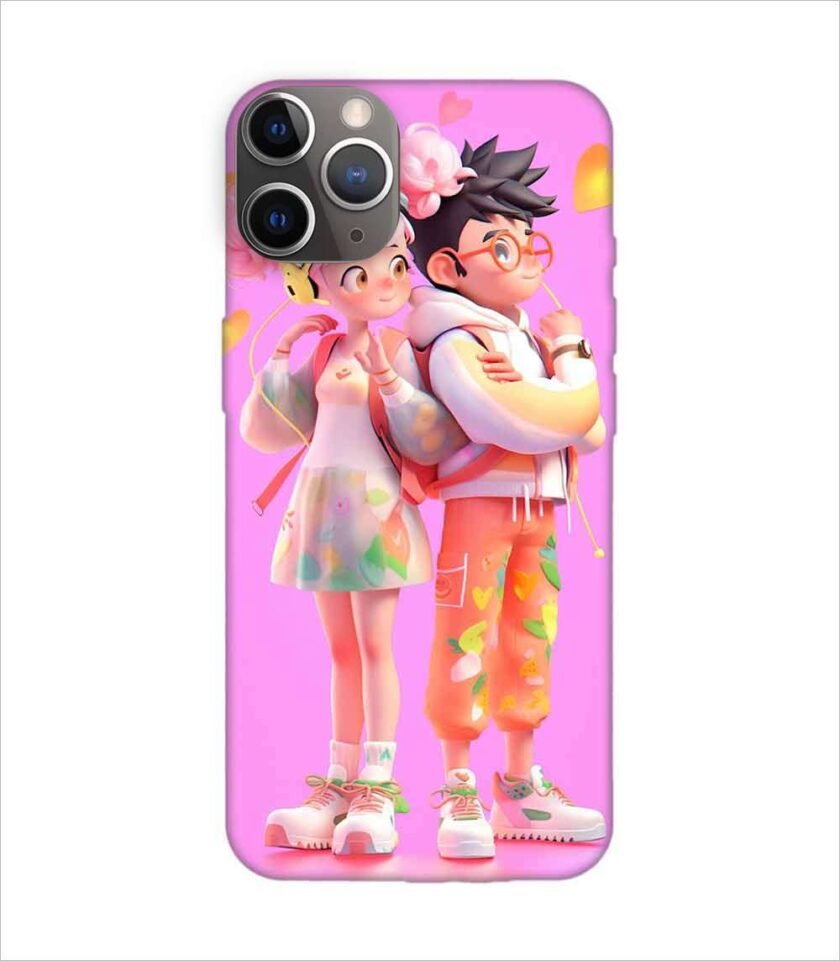 Apple Iphone 11 Pro Back Case Covers Cartoon Couple Young Man Woman With Balloons Life Preserver Generative Ai