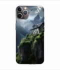 Apple Iphone 11 Pro Back Case Covers Charming Stone House Sits Perched High Atop Mountain Cliff With Snowcapped Peaks Distance