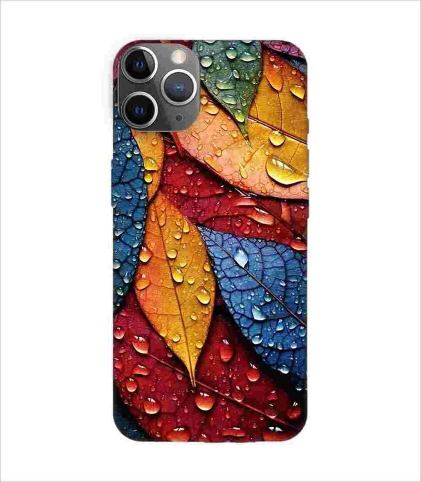 Apple Iphone 11 Pro Back Case Covers Close Up Bunch Colorful Leaves With Water Droplets Generative Ai