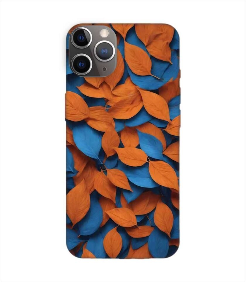 Apple Iphone 11 Pro Back Case Covers Close Up Bunch Orange Blue Leaves Generative Ai