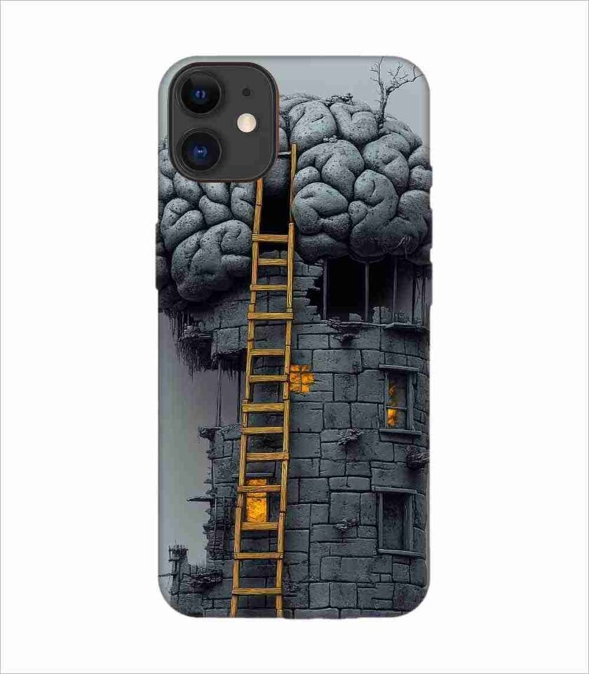 Apple Iphone 11 Back Case Covers 2D Digital Illustration Brain With Ladder