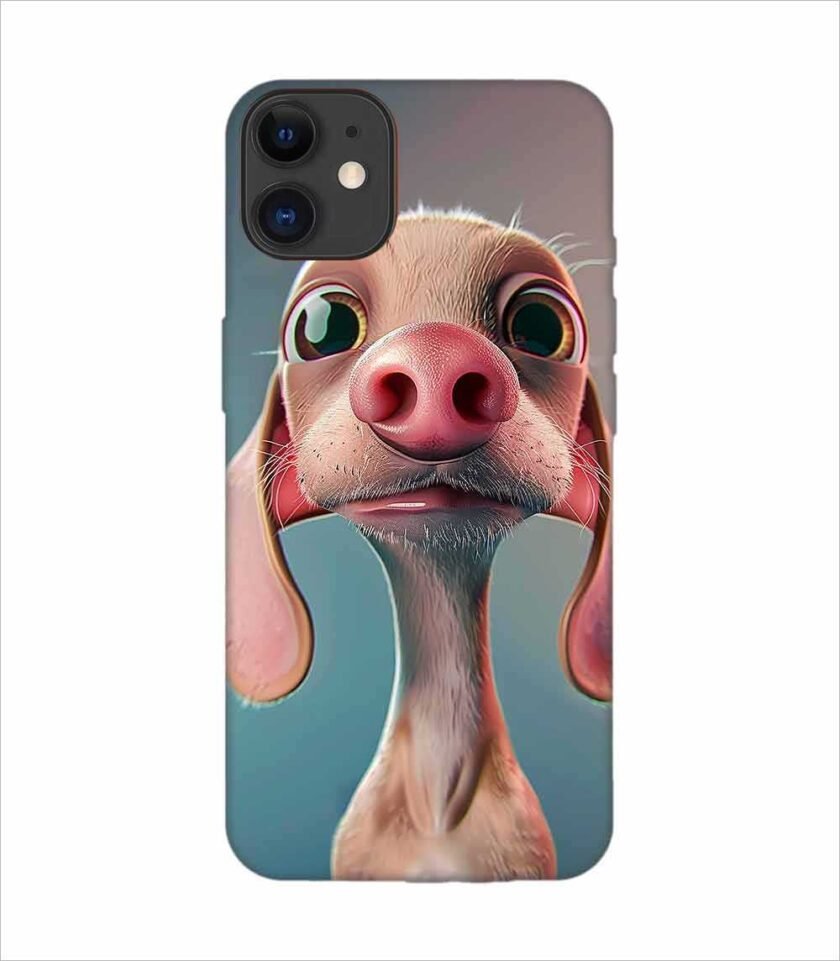 Apple Iphone 11 Back Case Covers 3D Cartoon Style Dachshund Pink Nose Rich Expressions