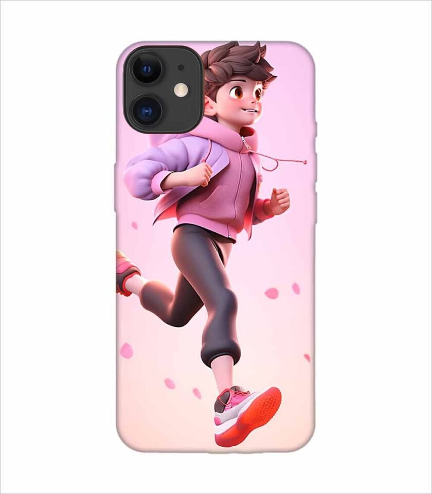 Apple Iphone 11 Back Case Covers 3D Illustration Child Running Spring Concept Illustration Childrens Cartoon Outdoor