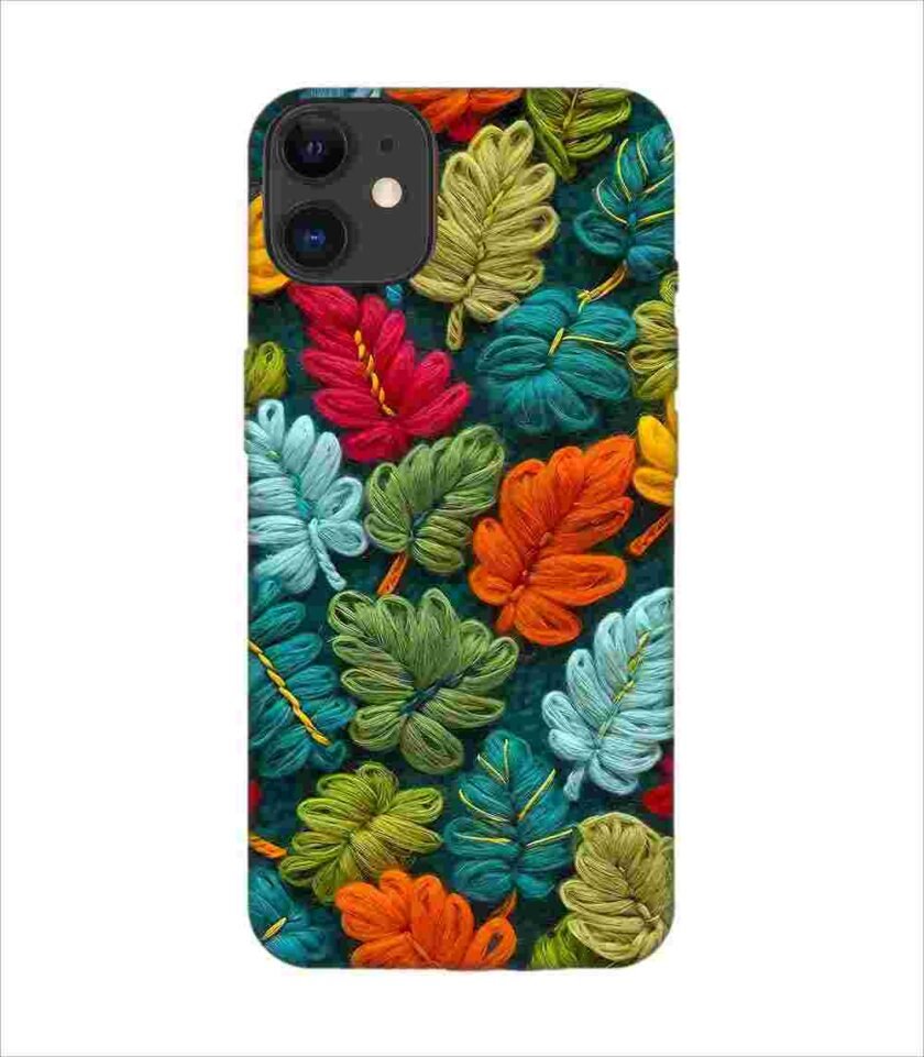 Apple Iphone 11 Back Case Covers Abstract Technology Fractal Background With Neon Plant Pattern Dark Background Illustration