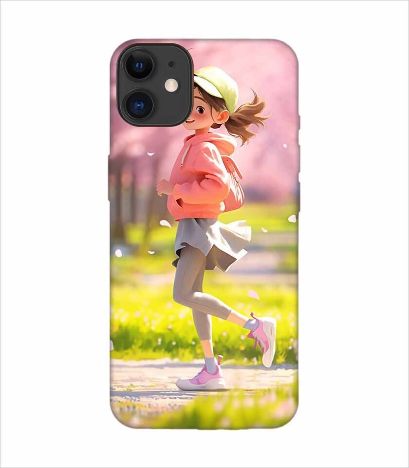 Apple Iphone 11 Back Case Covers Beginning Spring Illustration 3D Illustration Girl Running Spring