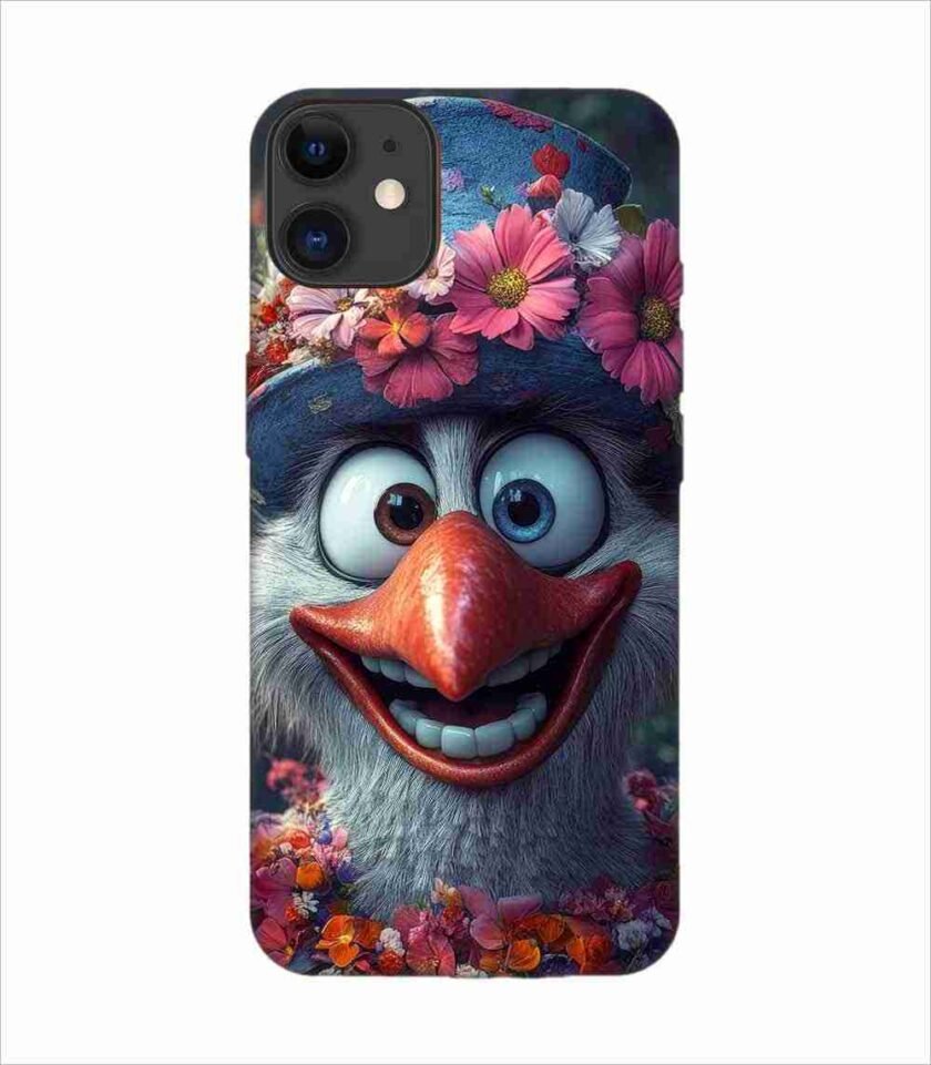 Apple Iphone 11 Back Case Covers Bird With Flower Its Head Bird With Flower Its Mouth