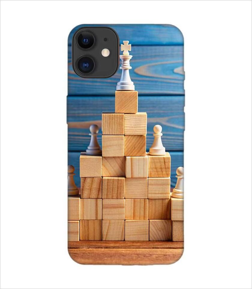 Apple Iphone 11 Back Case Covers Business Hierarchy Ranking Strategy Concept With Chess Pieces Standing Pyramid Wooden Building Blocks With King Top With Copy Space
