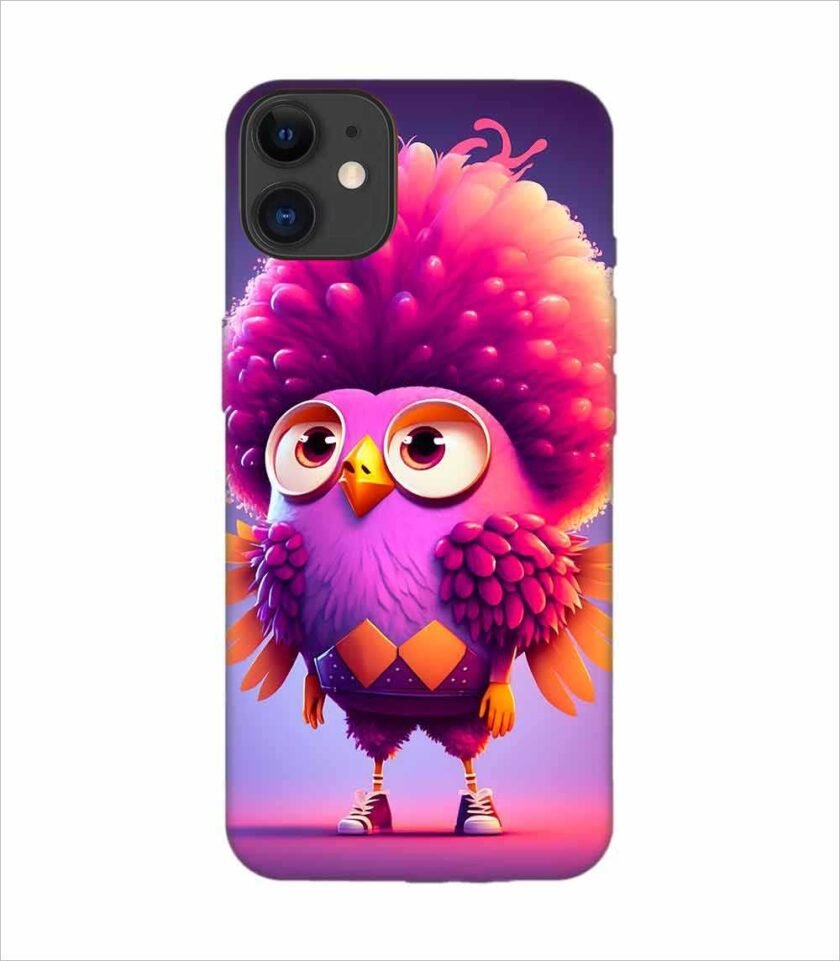 Apple Iphone 11 Back Case Covers Cartoon Character With Pink Bird Its Head