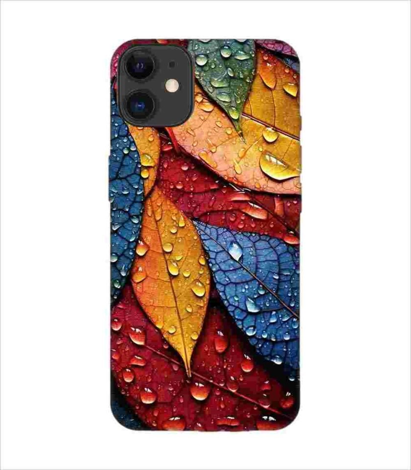 Apple Iphone 11 Back Case Covers Close Up Bunch Colorful Leaves With Water Droplets Generative Ai