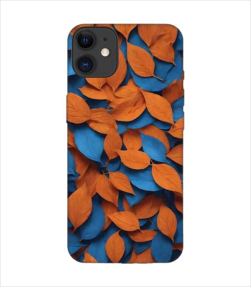 Apple Iphone 11 Back Case Covers Close Up Bunch Orange Blue Leaves Generative Ai