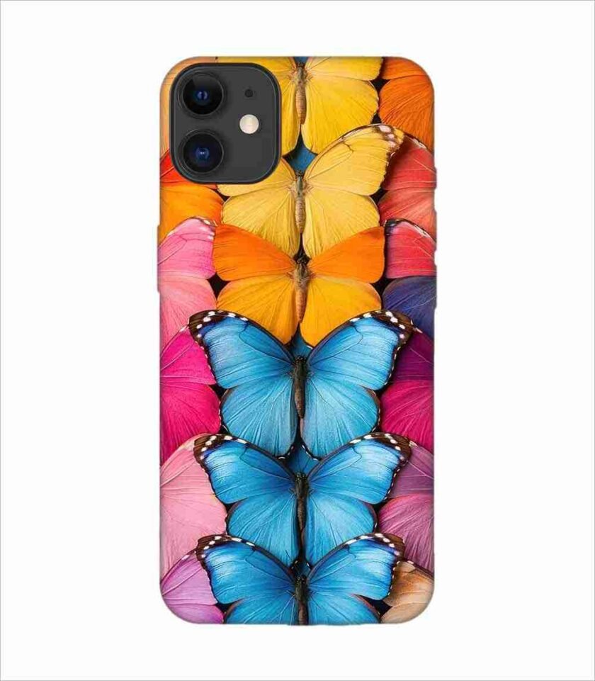 Apple Iphone 11 Back Case Covers Closeup Colorful Butterfly Collection Display