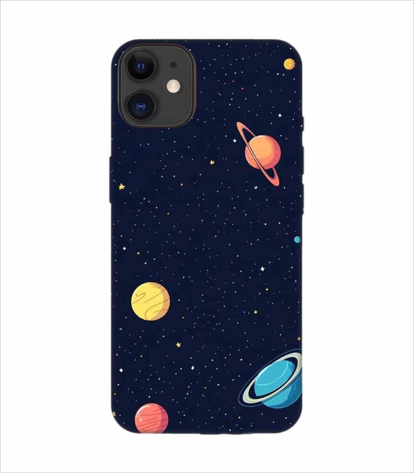 Apple Iphone 11 Back Case Covers Colorful Planets Stars Space Galaxy Background Illustration