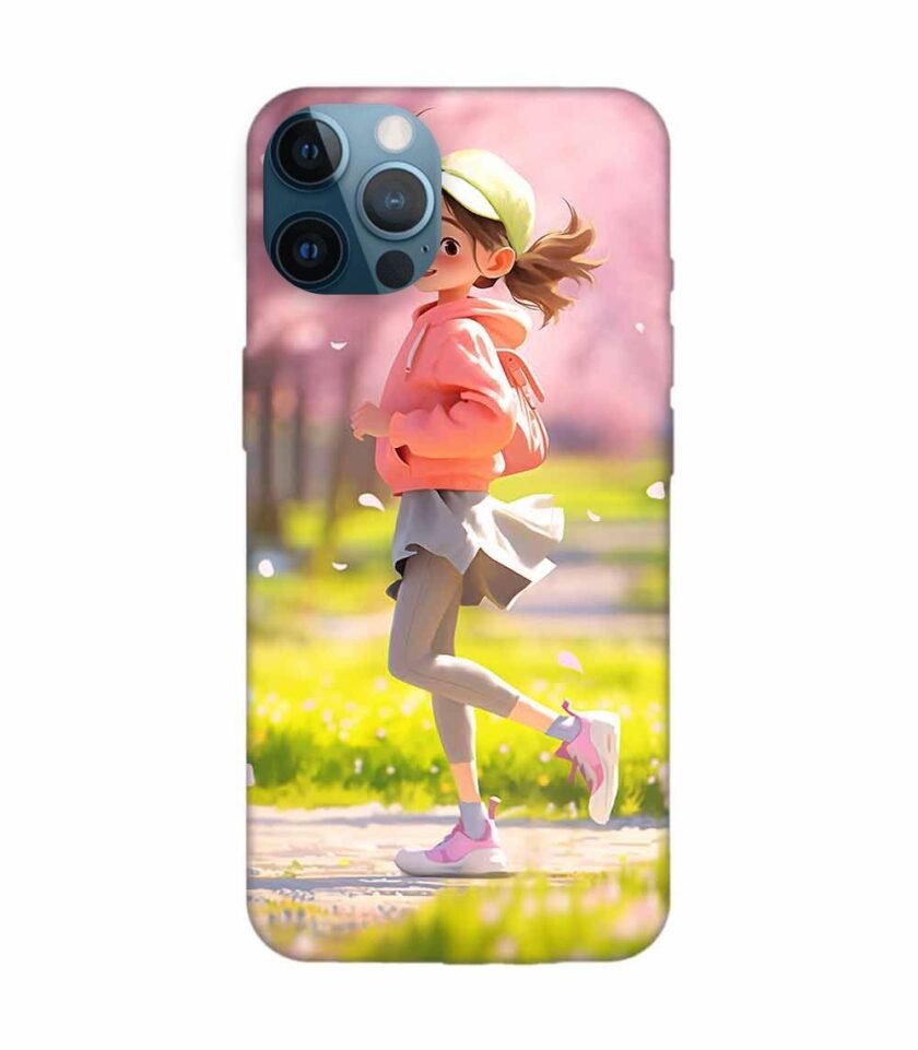 Apple Iphone 12 Mini Back Case Covers Beginning Spring Illustration 3D Illustration Girl Running Spring