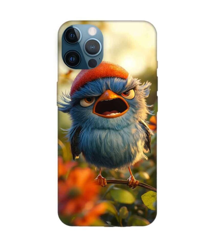 Apple Iphone 12 Mini Back Case Covers Blue Bird With Red Beret Sitting Branch Field Flowers