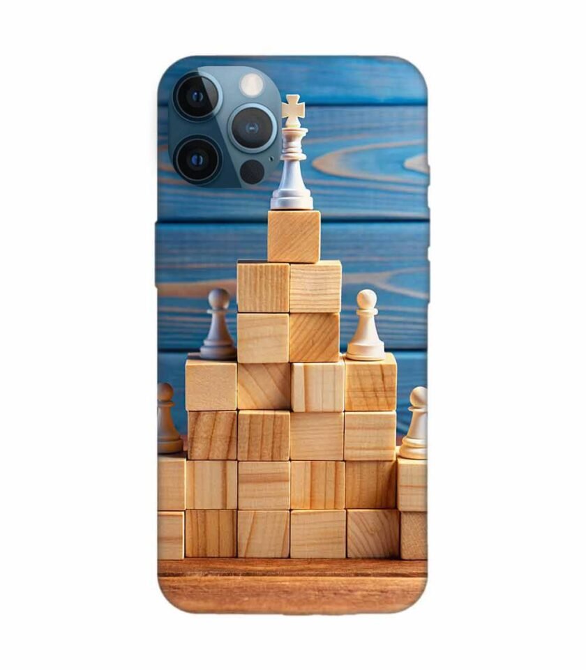 Apple Iphone 12 Mini Back Case Covers Business Hierarchy Ranking Strategy Concept With Chess Pieces Standing Pyramid Wooden Building Blocks With King Top With Copy Space