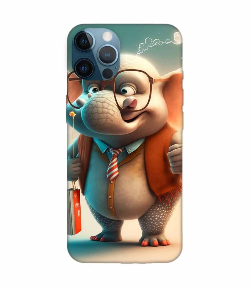 Apple Iphone 12 Mini Back Case Covers Cartoon Character With Red Flag Big Eared Elephant