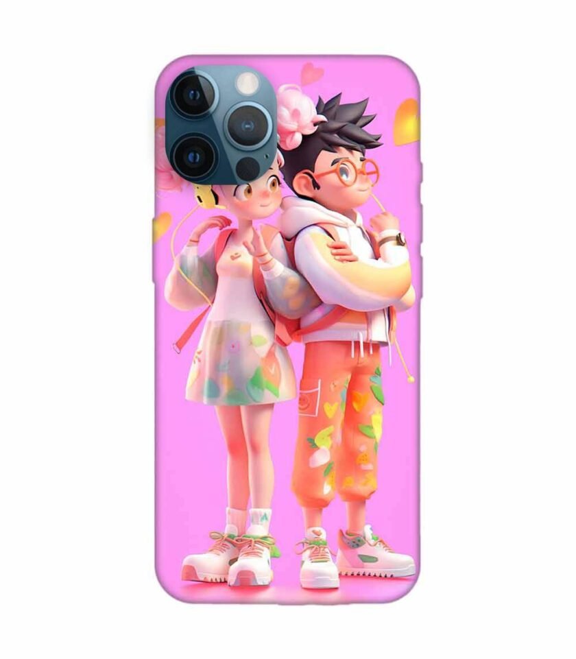Apple Iphone 12 Mini Back Case Covers Cartoon Couple Young Man Woman With Balloons Life Preserver Generative Ai