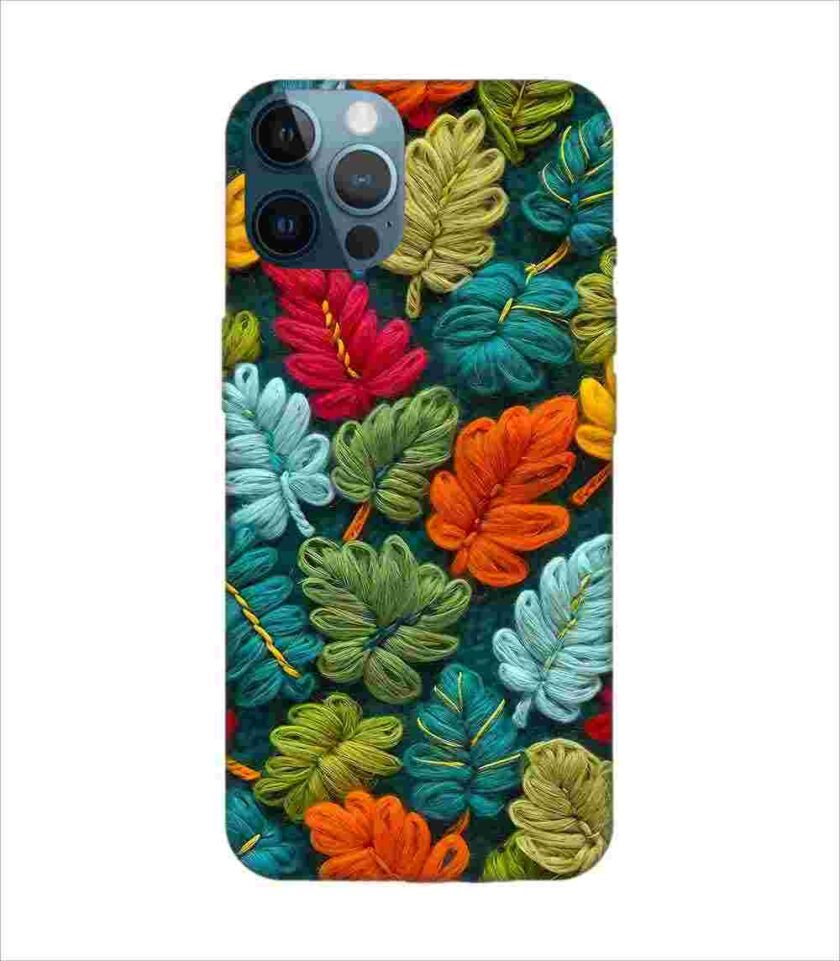 Apple Iphone 12 Pro Back Case Covers Abstract Technology Fractal Background With Neon Plant Pattern Dark Background Illustration