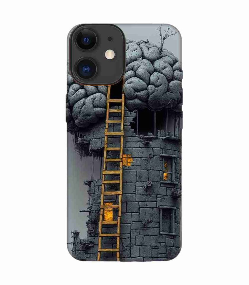 Apple Iphone 12 Back Case Covers 2D Digital Illustration Brain With Ladder