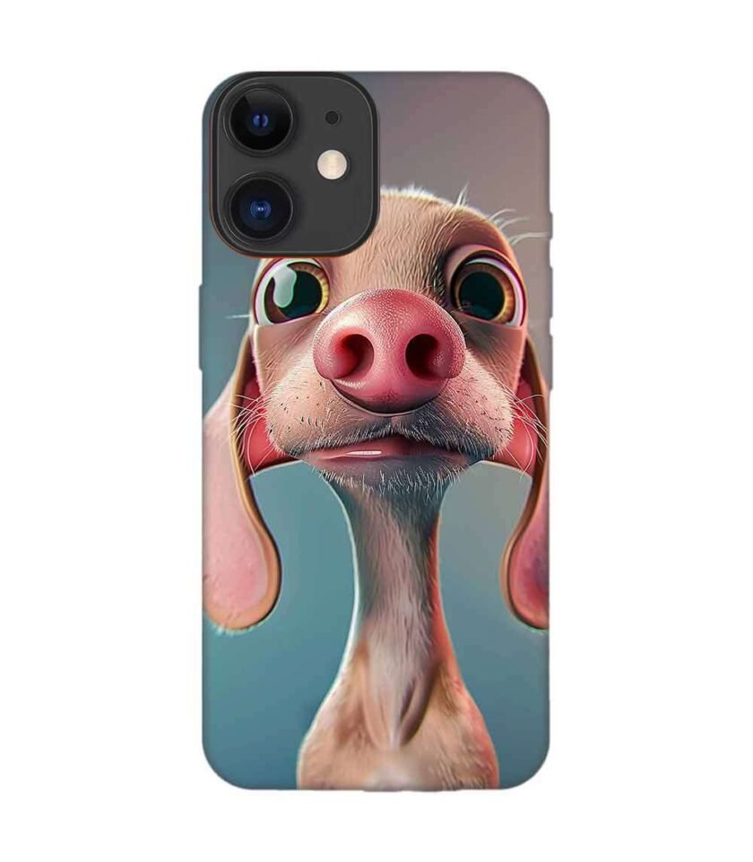 Apple Iphone 12 Back Case Covers 3D Cartoon Style Dachshund Pink Nose Rich Expressions