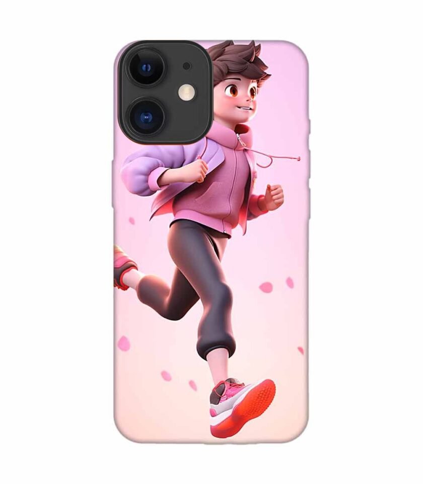 Apple Iphone 12 Back Case Covers 3D Illustration Child Running Spring Concept Illustration Childrens Cartoon Outdoor