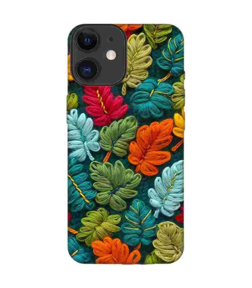 Apple Iphone 12 Back Case Covers Abstract Technology Fractal Background With Neon Plant Pattern Dark Background Illustration