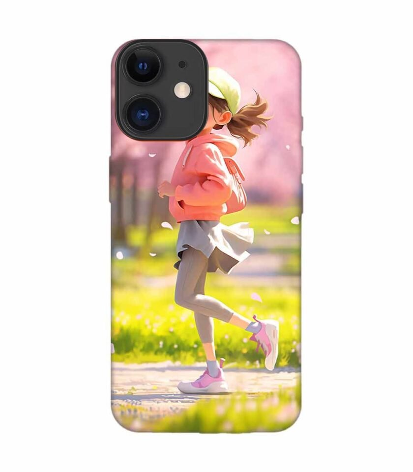 Apple Iphone 12 Back Case Covers Beginning Spring Illustration 3D Illustration Girl Running Spring