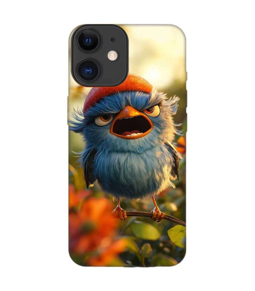 Apple Iphone 12 Back Case Covers Blue Bird With Red Beret Sitting Branch Field Flowers