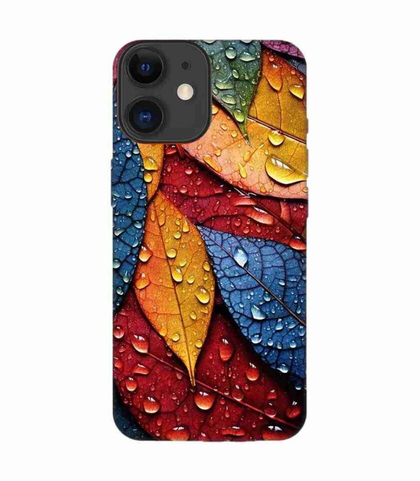 Apple Iphone 12 Back Case Covers Close Up Bunch Colorful Leaves With Water Droplets Generative Ai