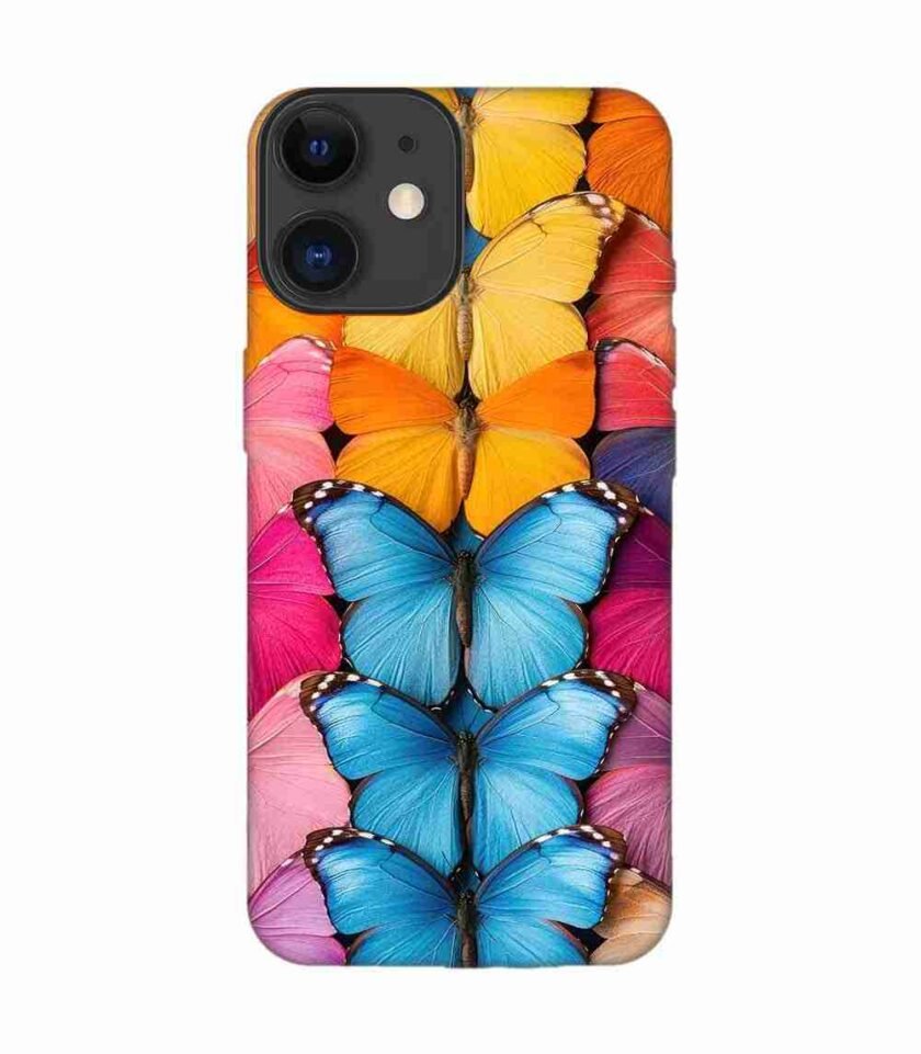 Apple Iphone 12 Back Case Covers Closeup Colorful Butterfly Collection Display