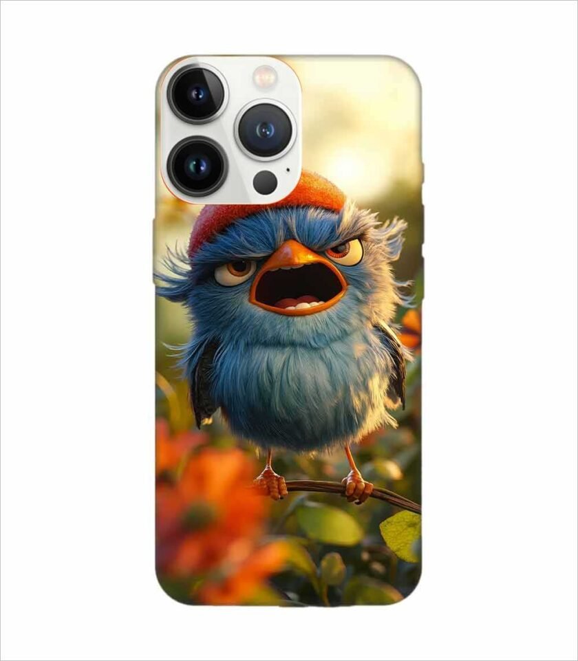 Apple Iphone 13 Pro Max Back Case Covers Blue Bird With Red Beret Sitting Branch Field Flowers