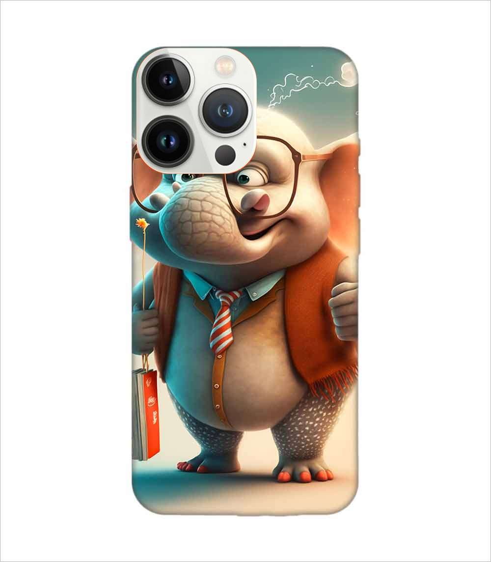 Apple Iphone 13 Pro Max Back Case Covers Cartoon Character With Red Flag Big Eared Elephant