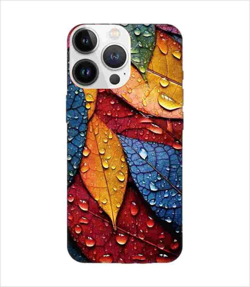 Apple Iphone 13 Pro Max Back Case Covers Close Up Bunch Colorful Leaves With Water Droplets Generative Ai
