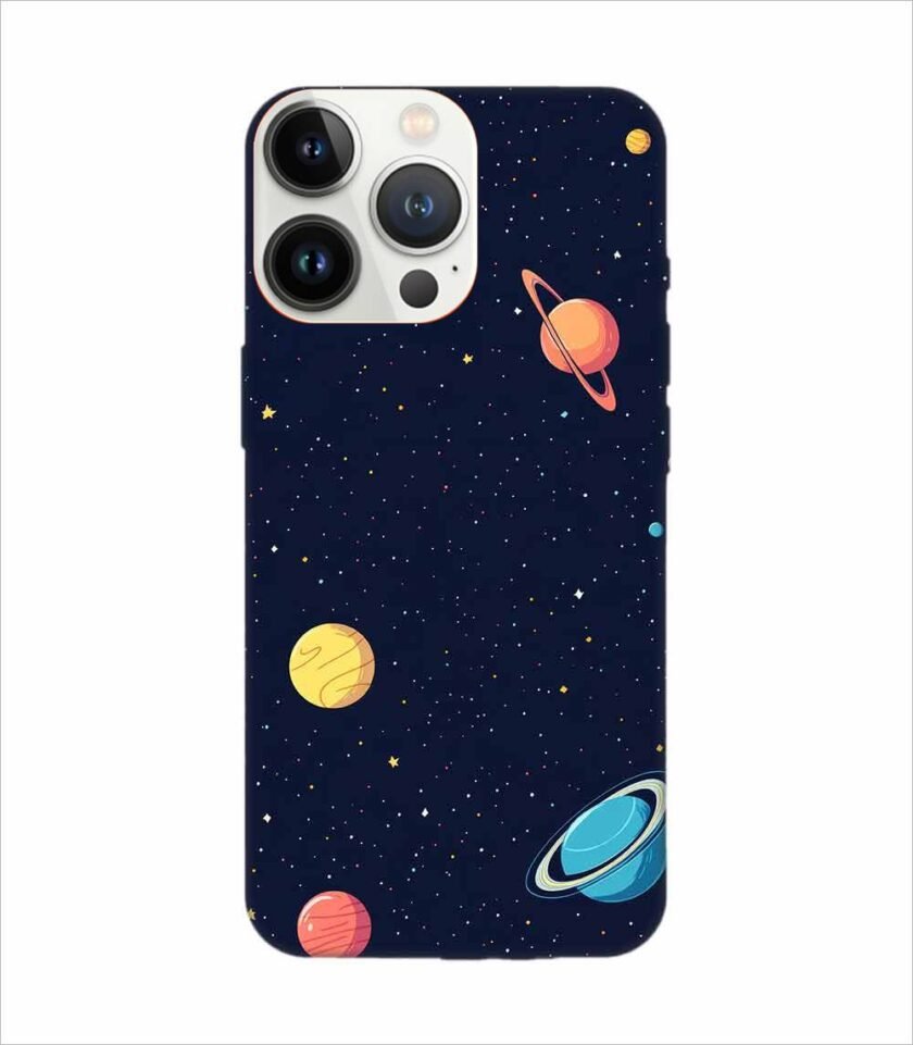 Apple Iphone 13 Pro Max Back Case Covers Colorful Planets Stars Space Galaxy Background Illustration